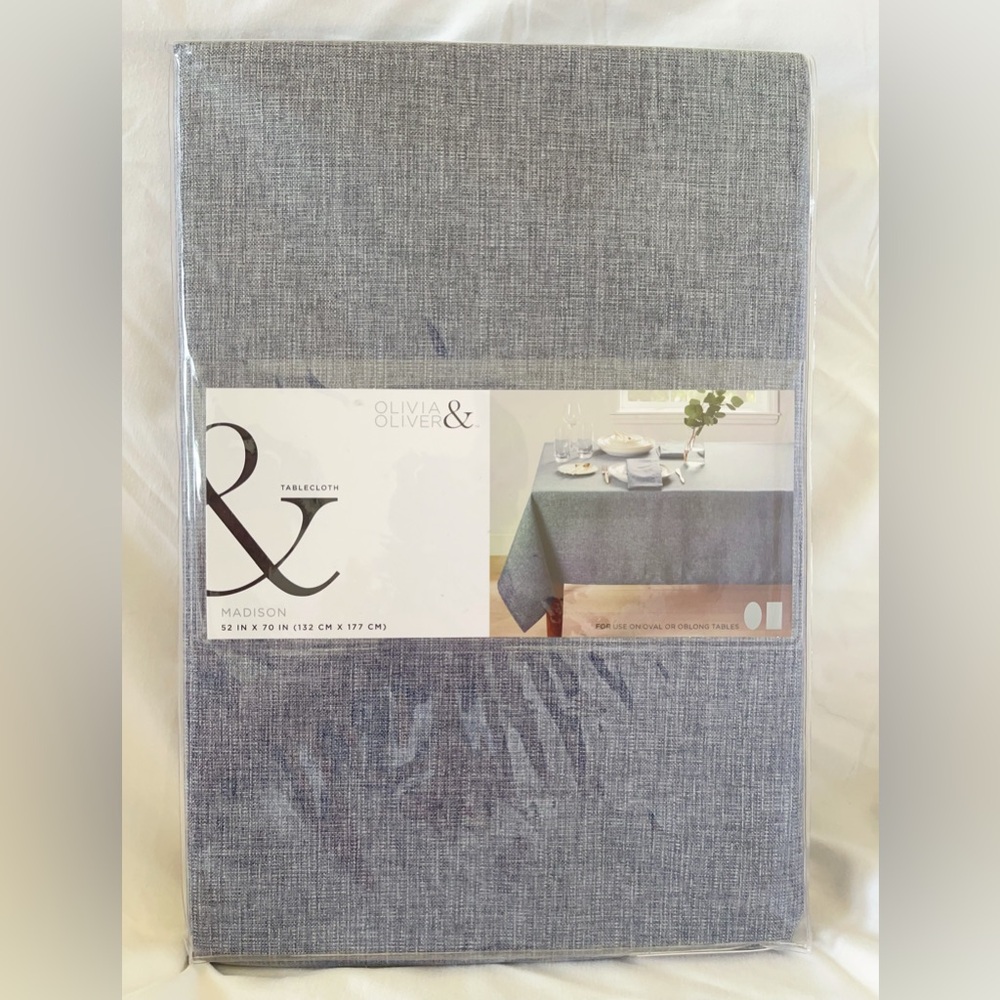 Olivia & Oliver Tablecloth multiple sizes in Madison Blue For Oblong/Oval Tables